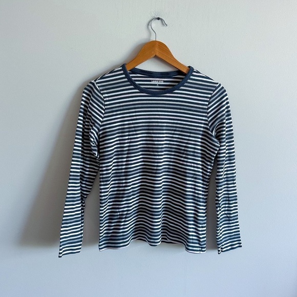 3/$20⚡️ Land's End Crewneck Long Sleeve Striped Shirt Shaped Fit - Picture 1 of 11